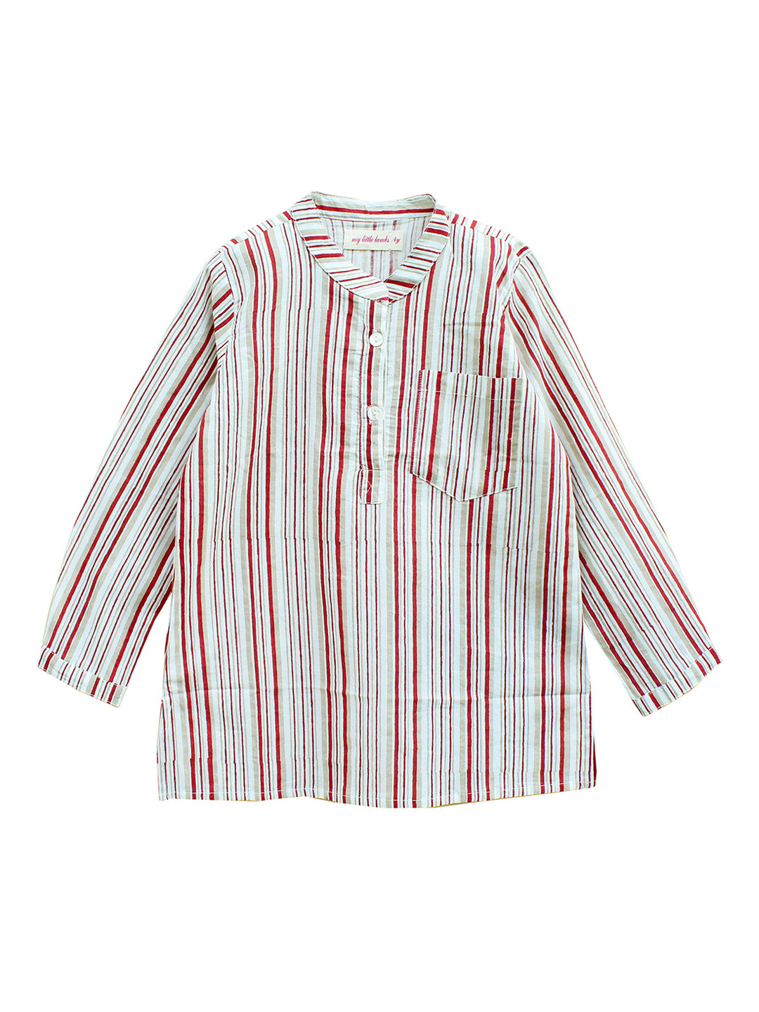 

My Little Lambs Boys Maroon & Green Striped A-Line Kurta