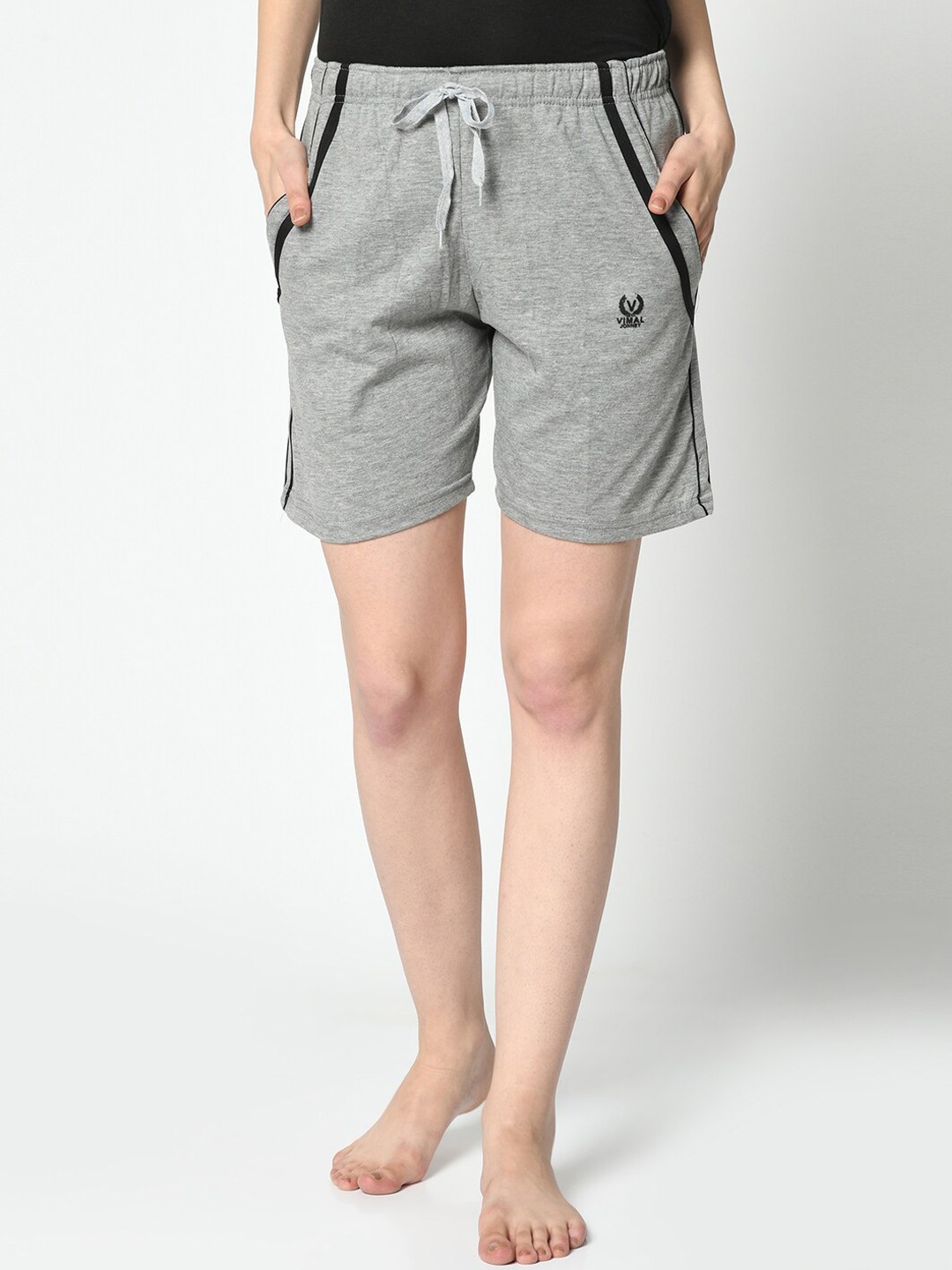 

VIMAL JONNEY Women Grey Solid Lounge Shorts