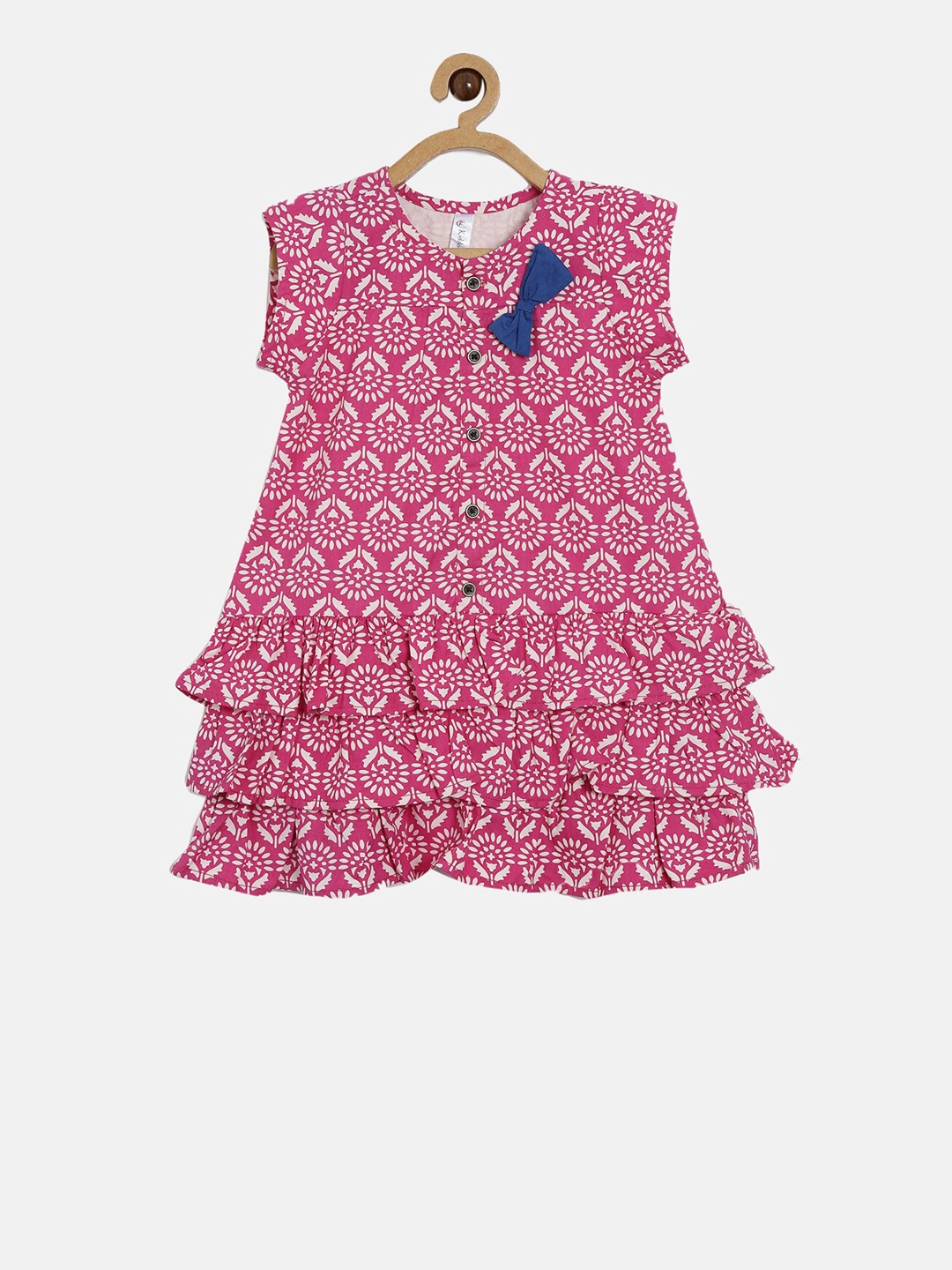 

KiddoPanti Girls Pink Printed A-Line Dress