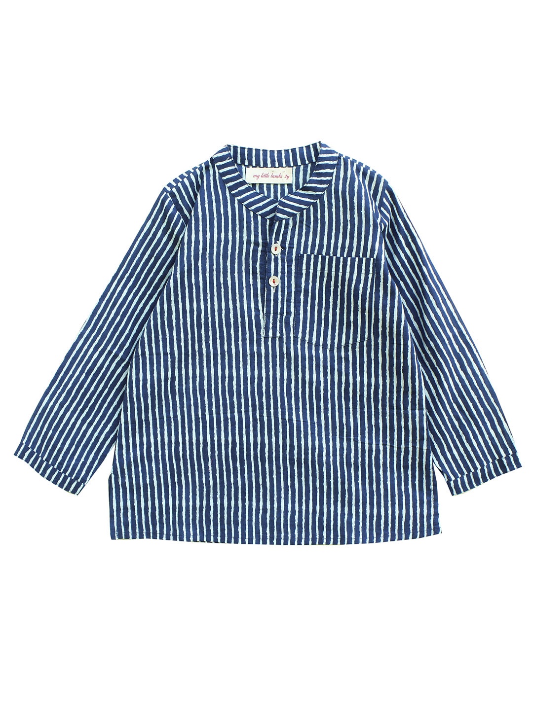 My Little Lambs Boys Blue & White Striped A-Line Kurta