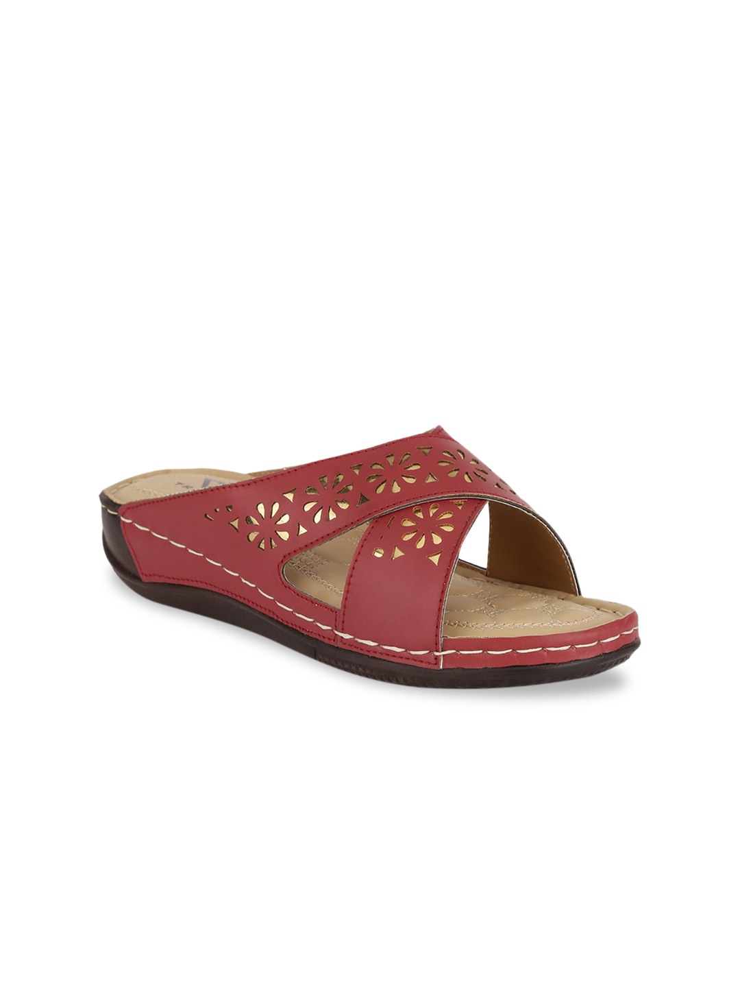 

TRASE Women Maroon Solid Open Toe Flats