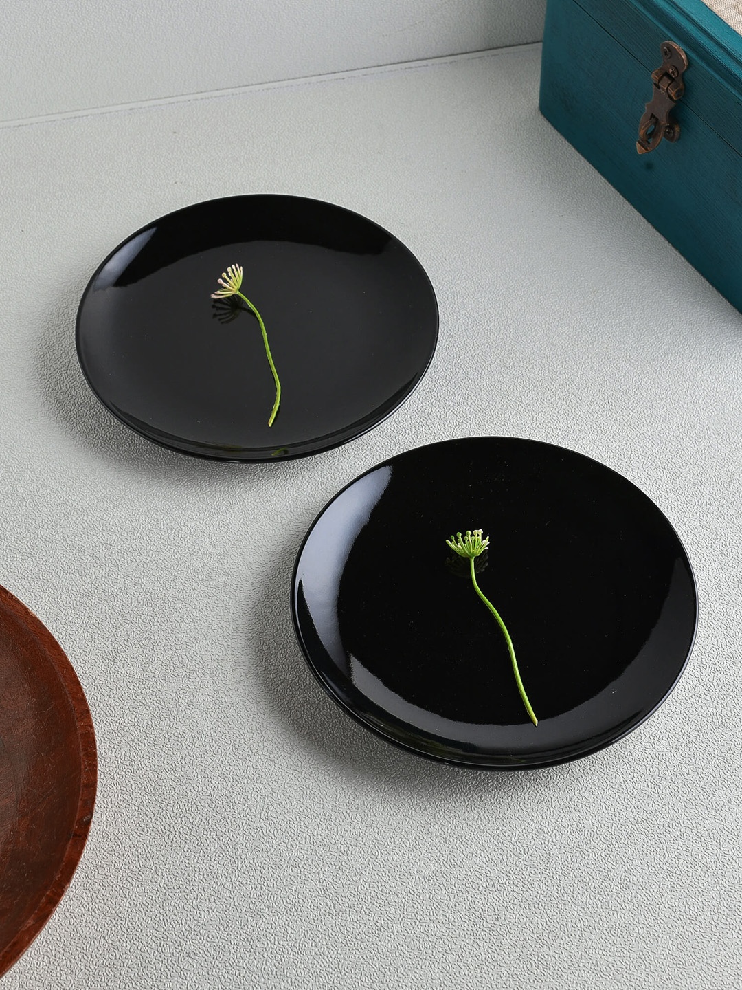 Ariane Black Solid 2-Pieces Porcelain Plates Set