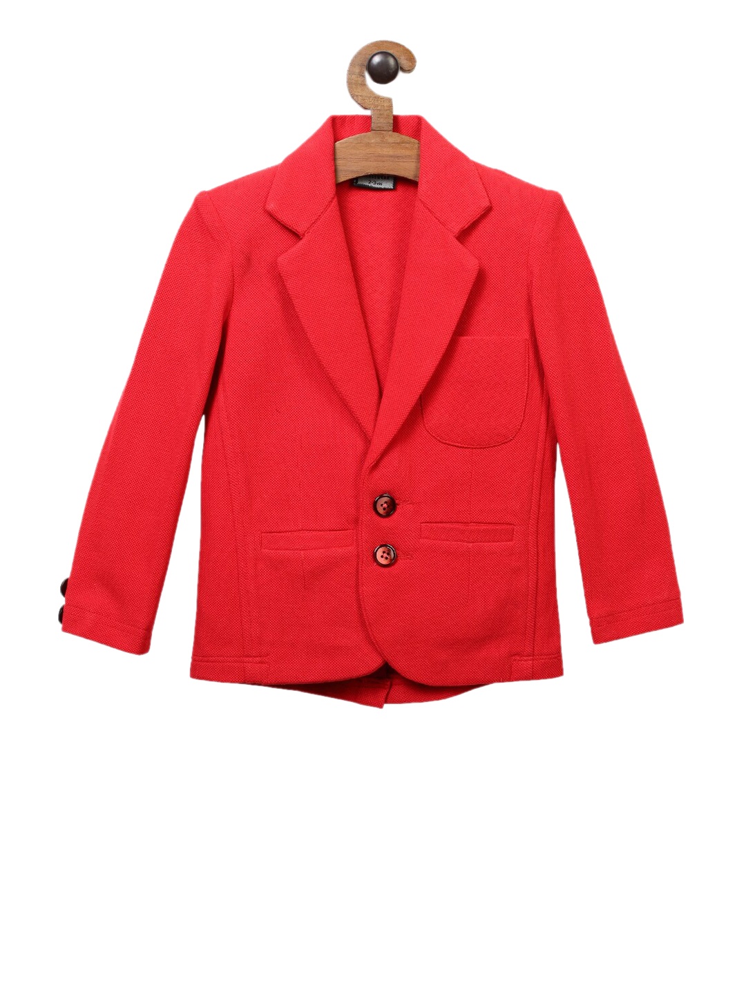

RIKIDOOS Boys Red Solid Regular Fit Single-Breasted Blazer