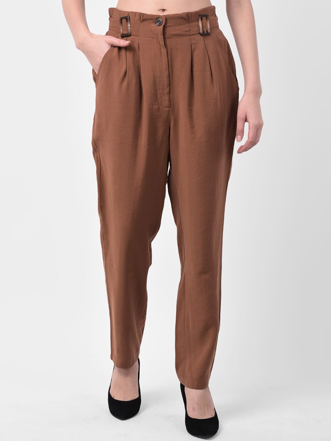 

Latin Quarters Women Brown Straight Fit Solid Peg Trousers