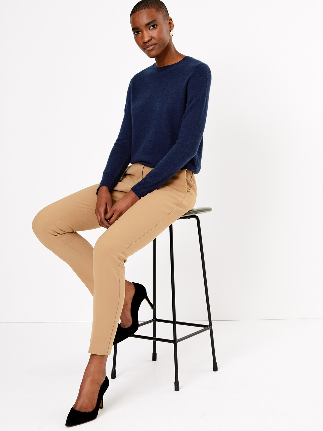 

Marks & Spencer Women Camel Brown Regular Fit Solid Regular Trousers