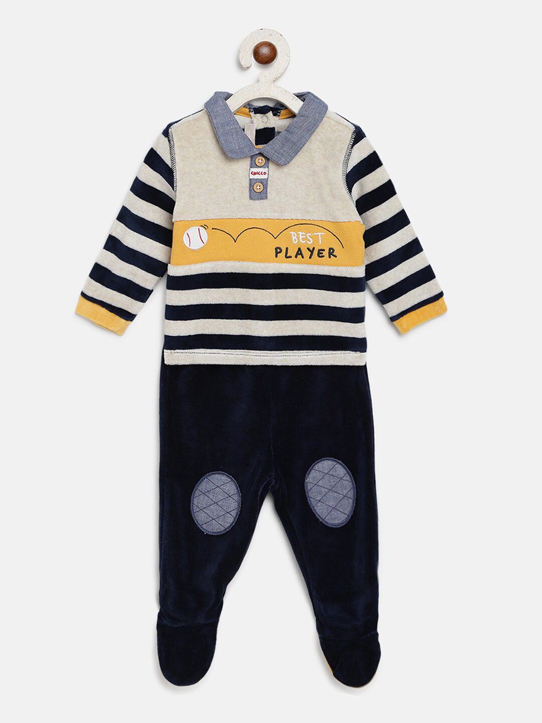 

Chicco Boys Beige & Navy Blue Striped Top with Trousers