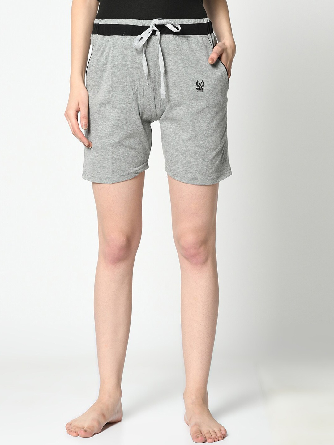 

VIMAL JONNEY Women Grey Solid Lounge Shorts