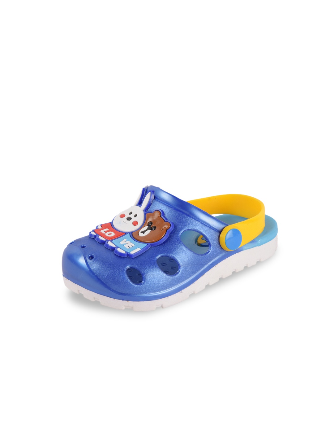 

Yellow Bee Girls Blue & Yellow Bee Bunny and Bear Patch Clogs