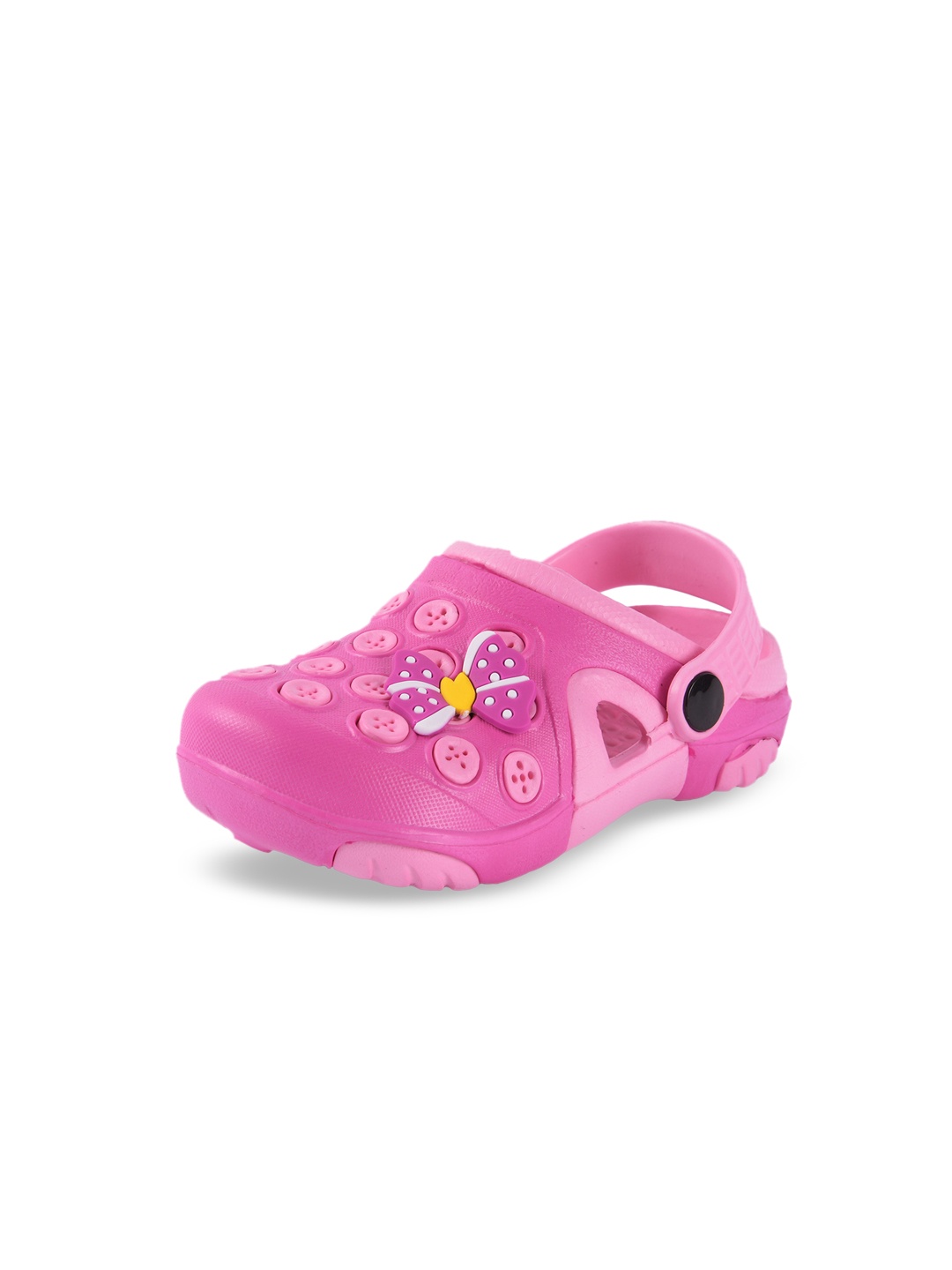 Yellow Bee Girls Pink Printed Rubber Clogs