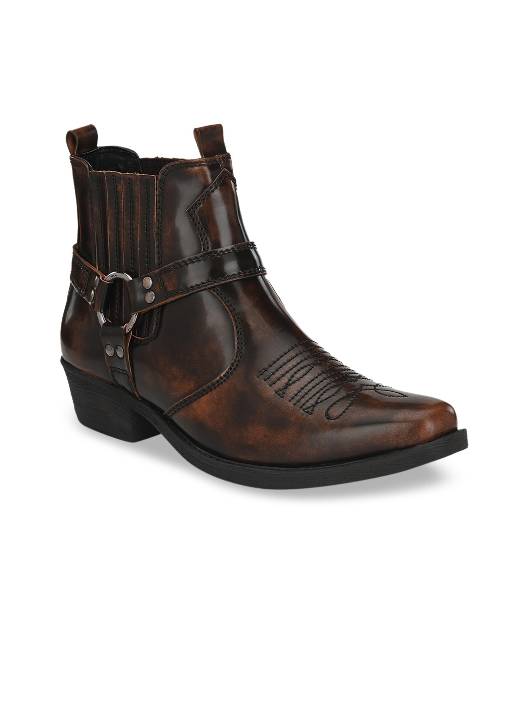 Delize Men Brown Textured High-Top Flat Boots