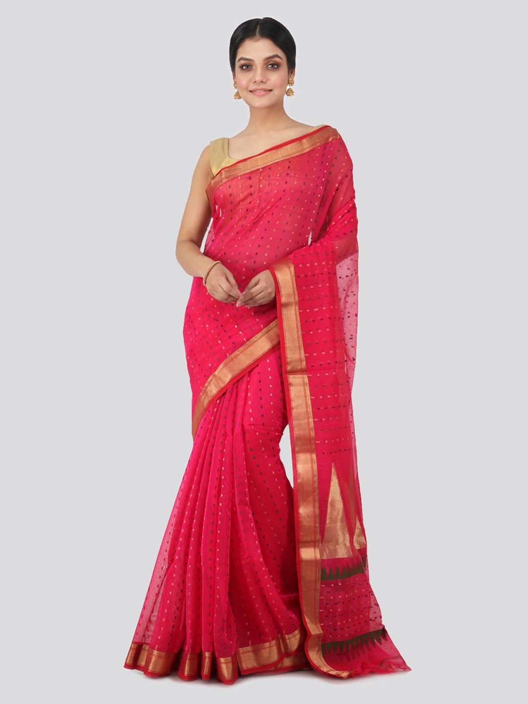 

PinkLoom Pink Cotton Silk Woven Design Handloom Cotton Sustainable Saree