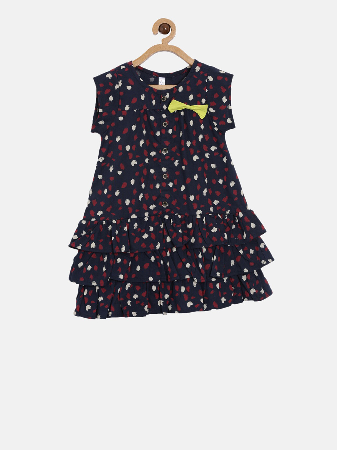 

KiddoPanti Girls Navy Blue Printed A-Line Dress