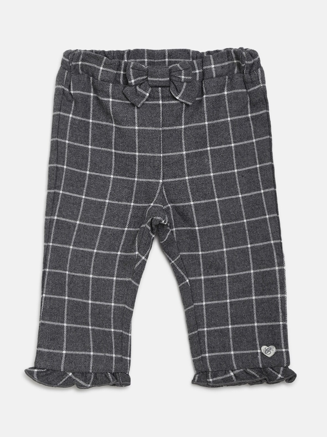 

Chicco Girls Charcoal Grey Regular Fit Checked Regular Trousers