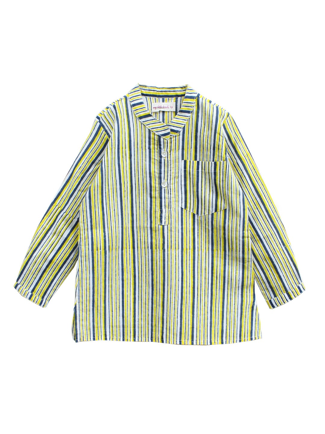 

My Little Lambs Boys Yellow & Blue Striped Straight Kurta