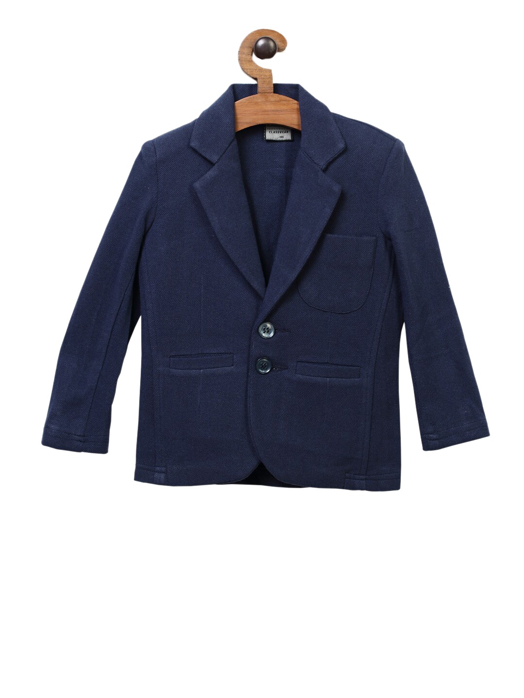 

RIKIDOOS Boys Navy Blue Solid Single-Breasted Casual Blazer