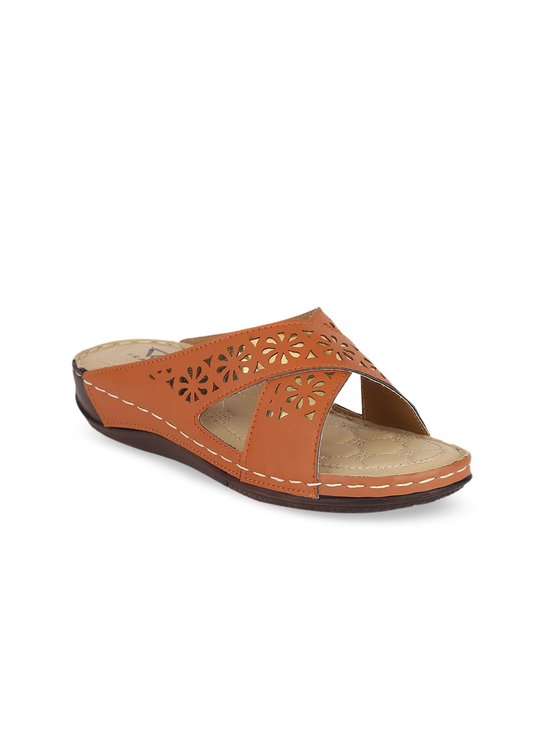 

TRASE Women Tan Solid Open Toe Flats
