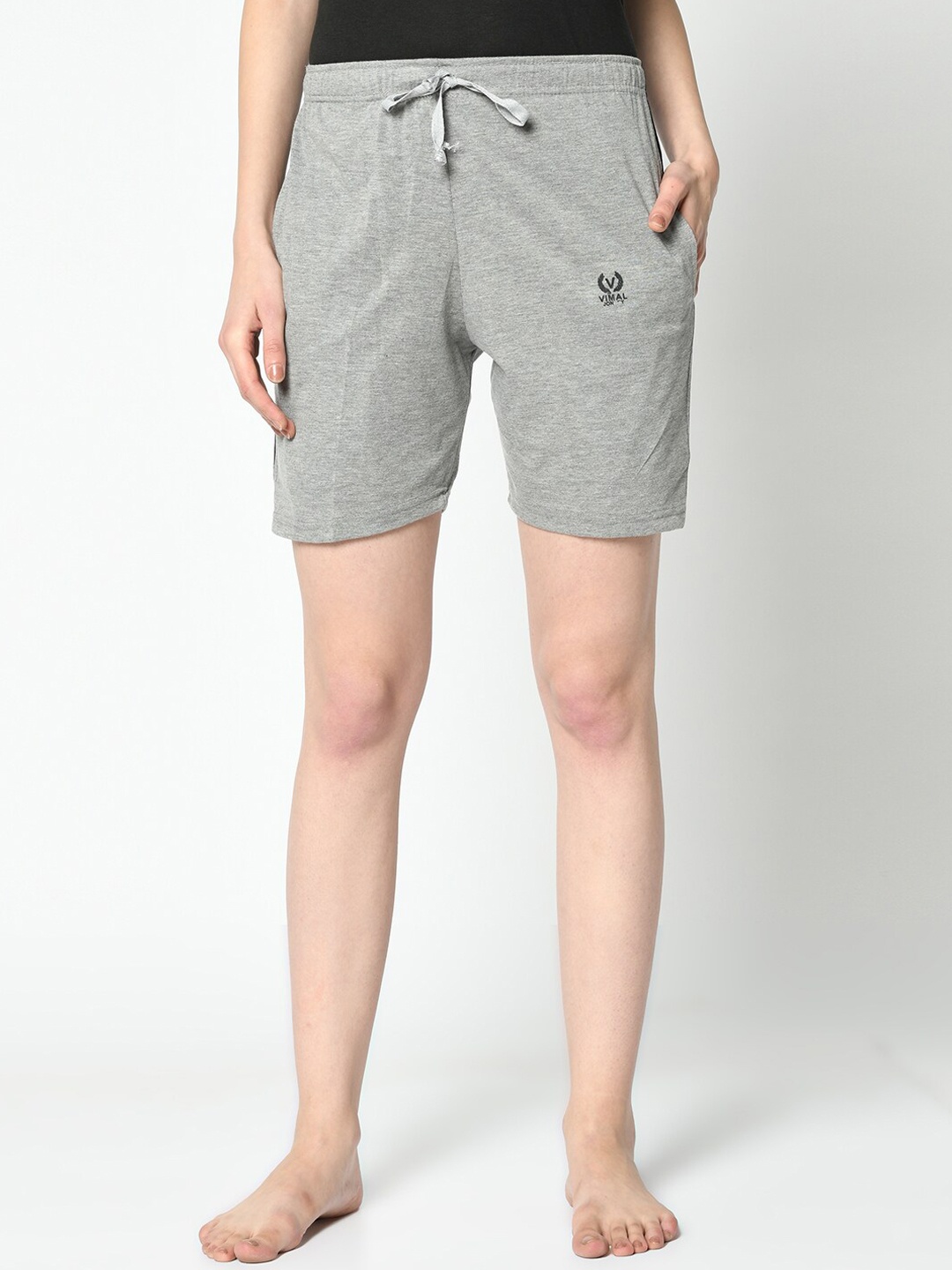 

VIMAL JONNEY Women Grey Solid Lounge Shorts