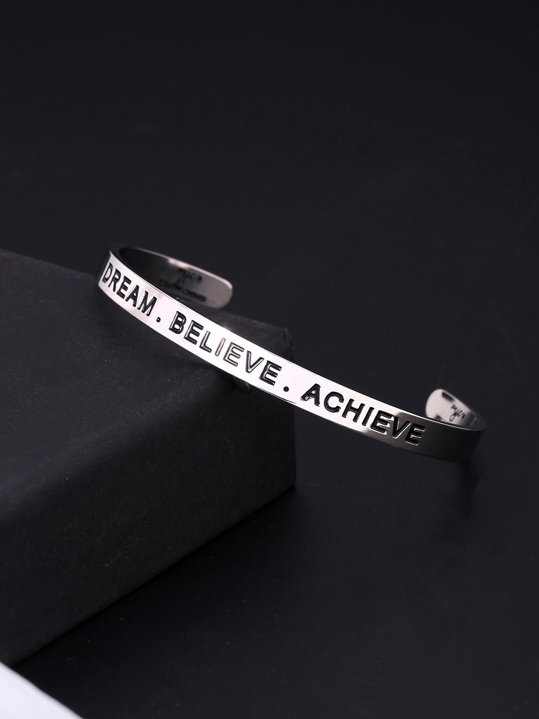 

Yellow Chimes Silver-Toned Stainless Steel Rhodium-Plated Kada Bracelet