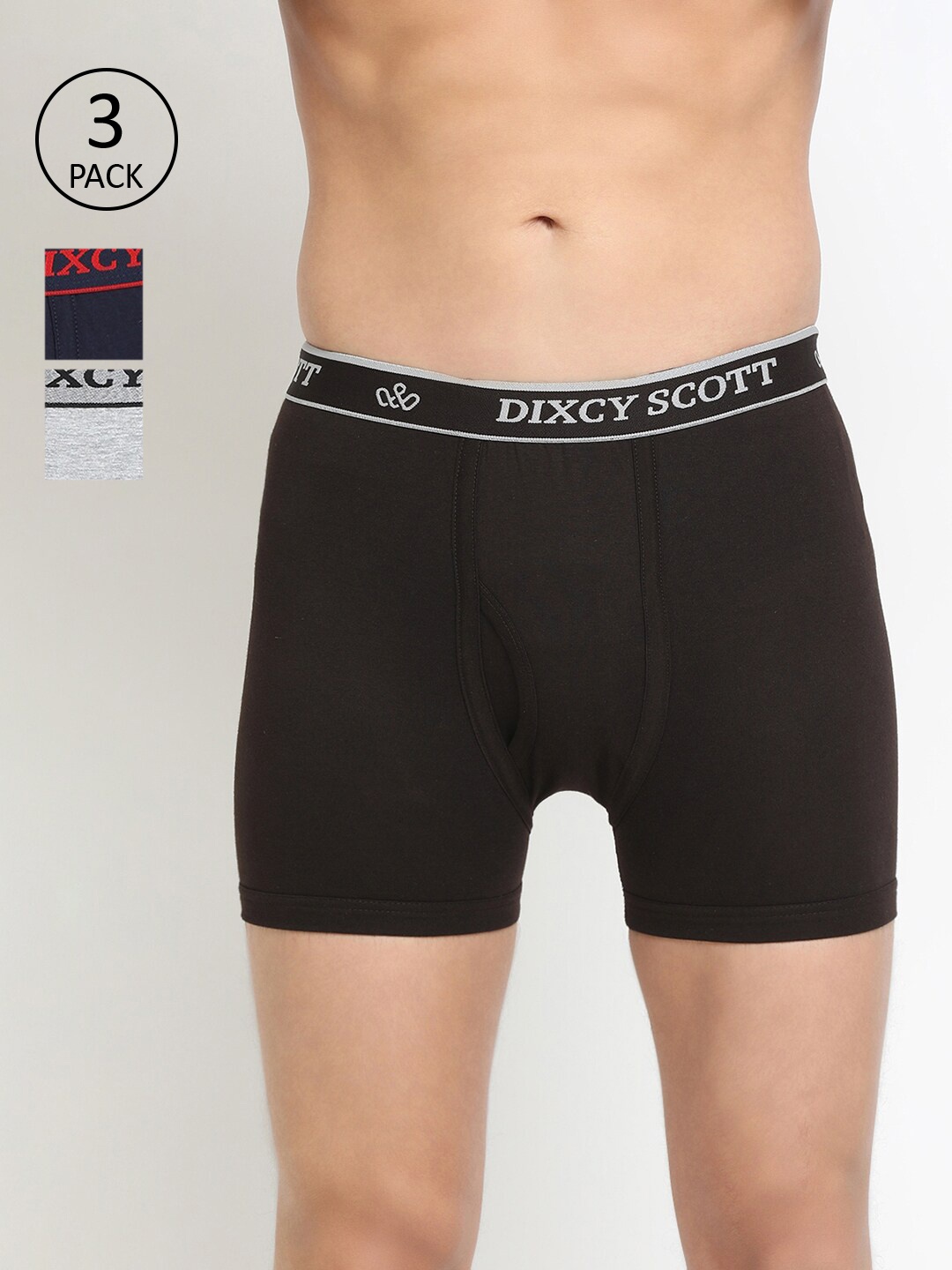 

DIXCY SCOTT Men Pack Of 3 Solid Trunks K1-PR49501, Navy blue