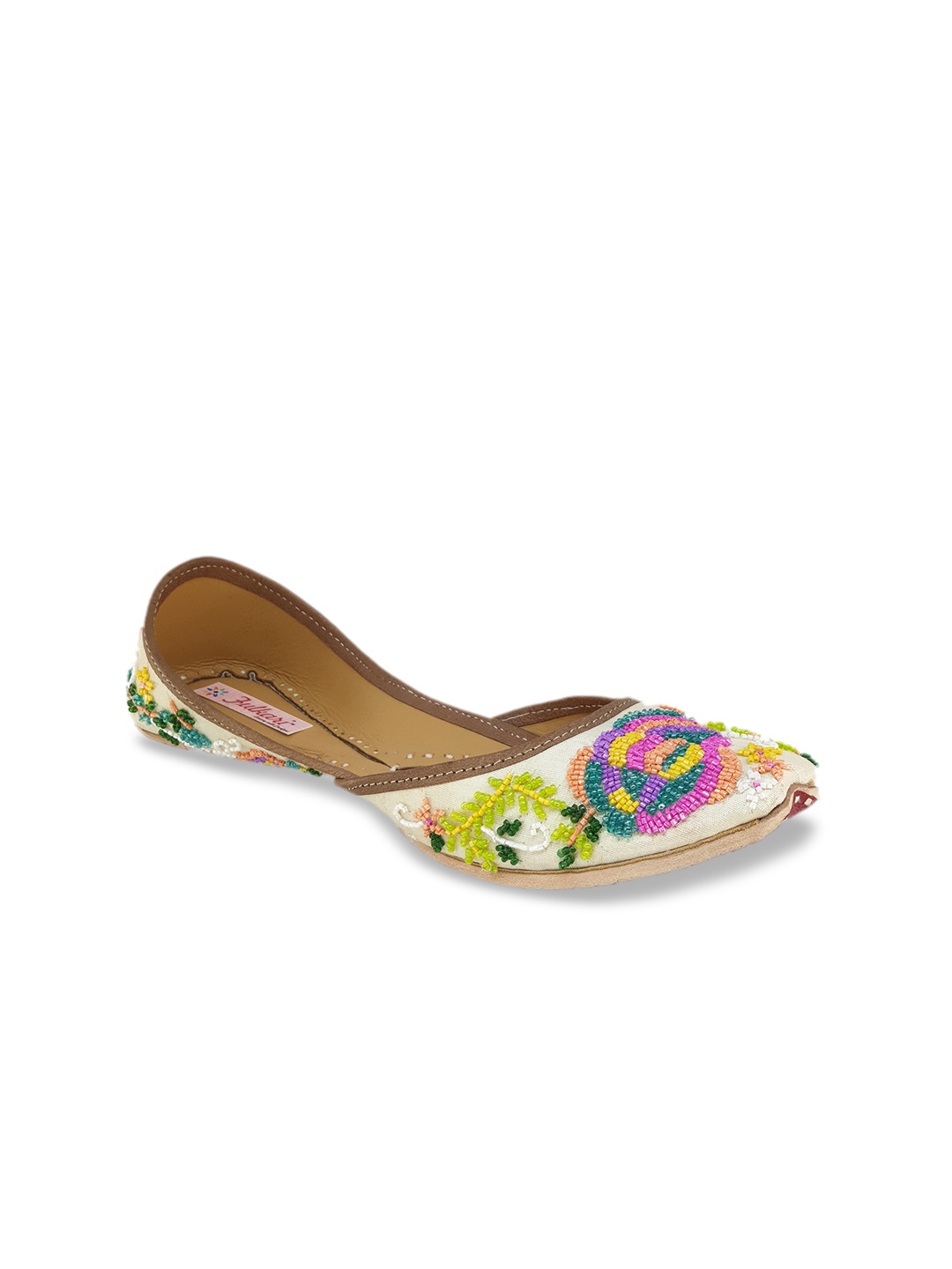 

Fulkari Women Multicoloured Embellished Leather Mojaris, Multi