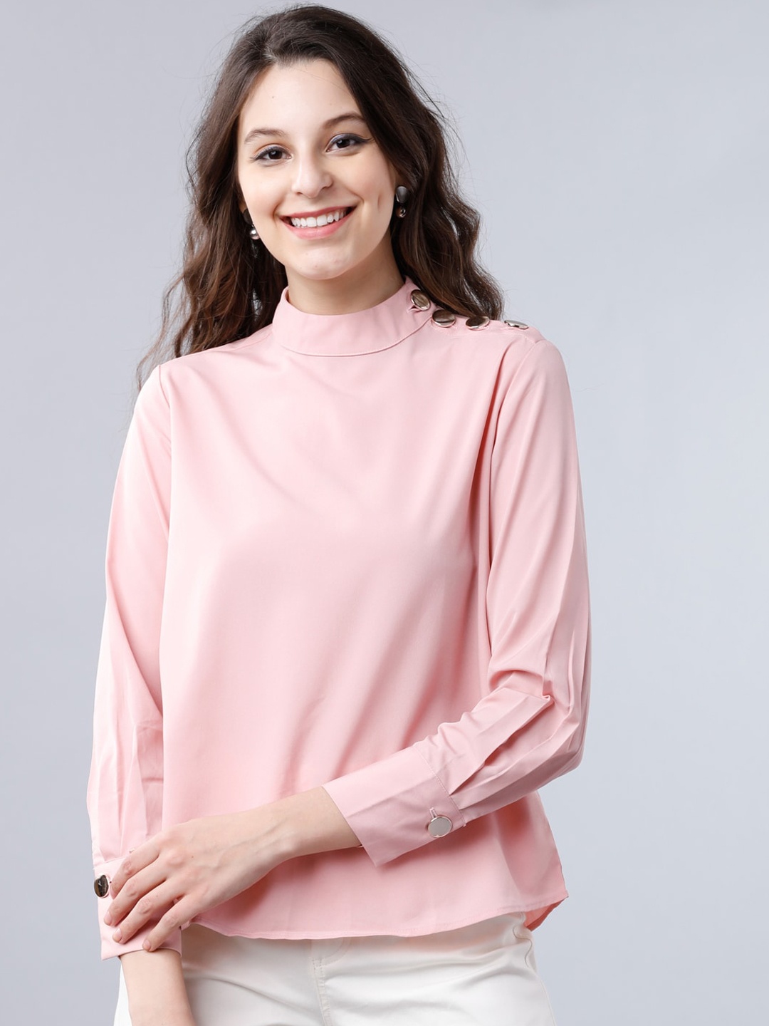 

Tokyo Talkies Women Pink Solid Top