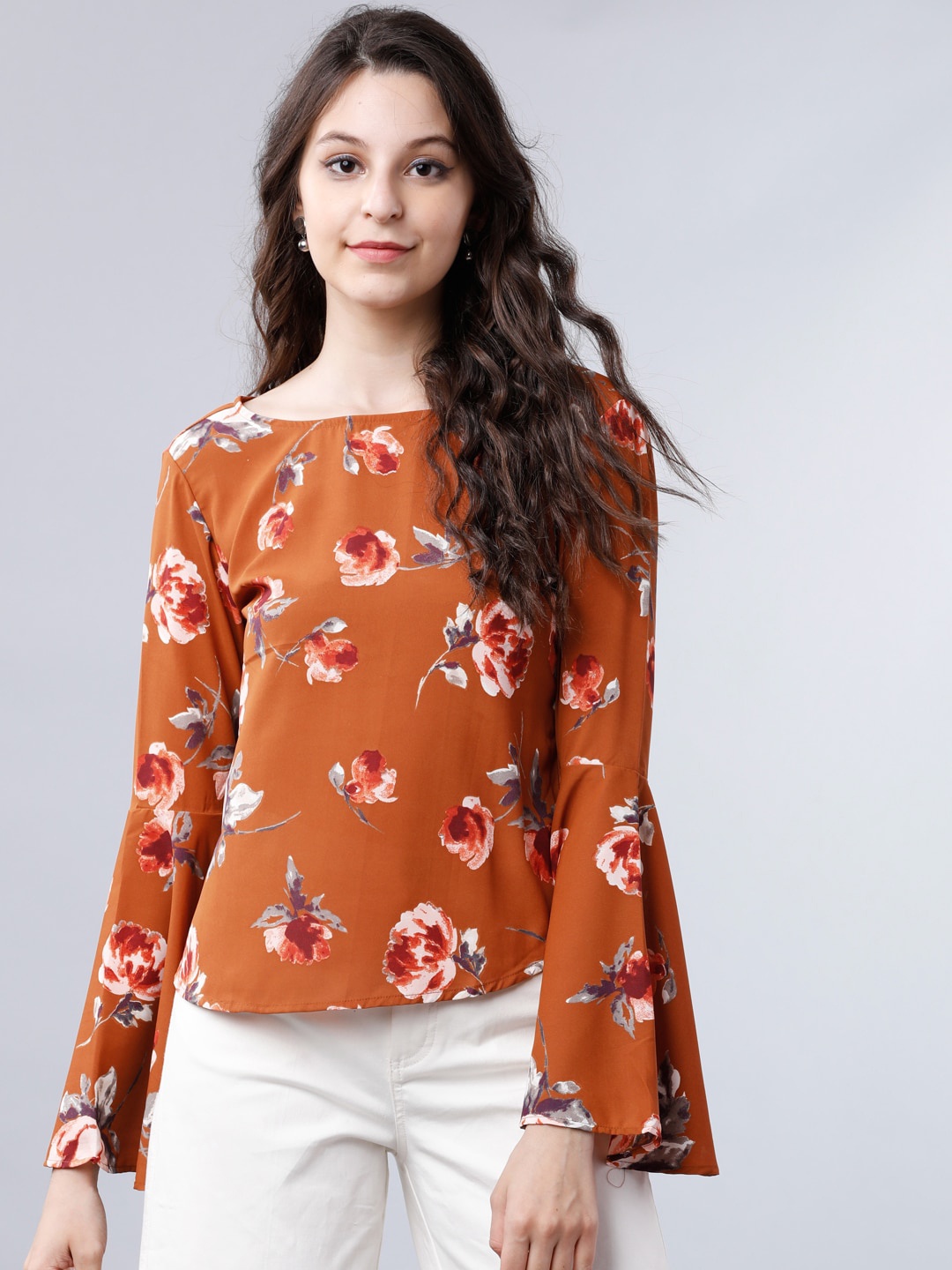 

Tokyo Talkies Women Brown & Red Floral Printed Top