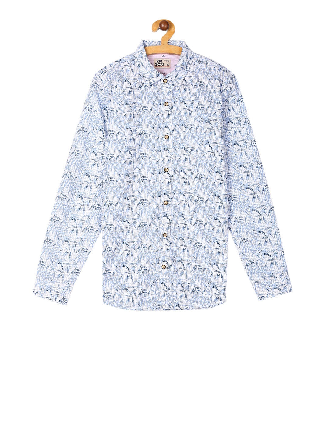 

Flying Machine Boys White & Blue Regular Fit Printed Casual Shirt