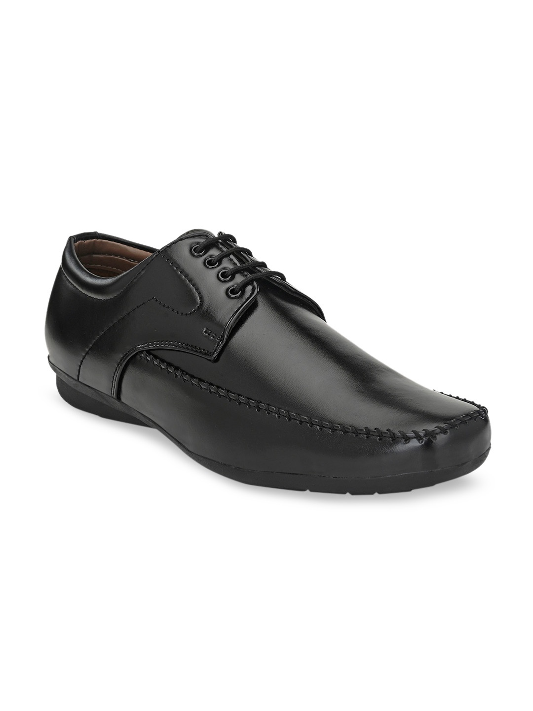 

John Karsun Men Black Solid Formal Derbys