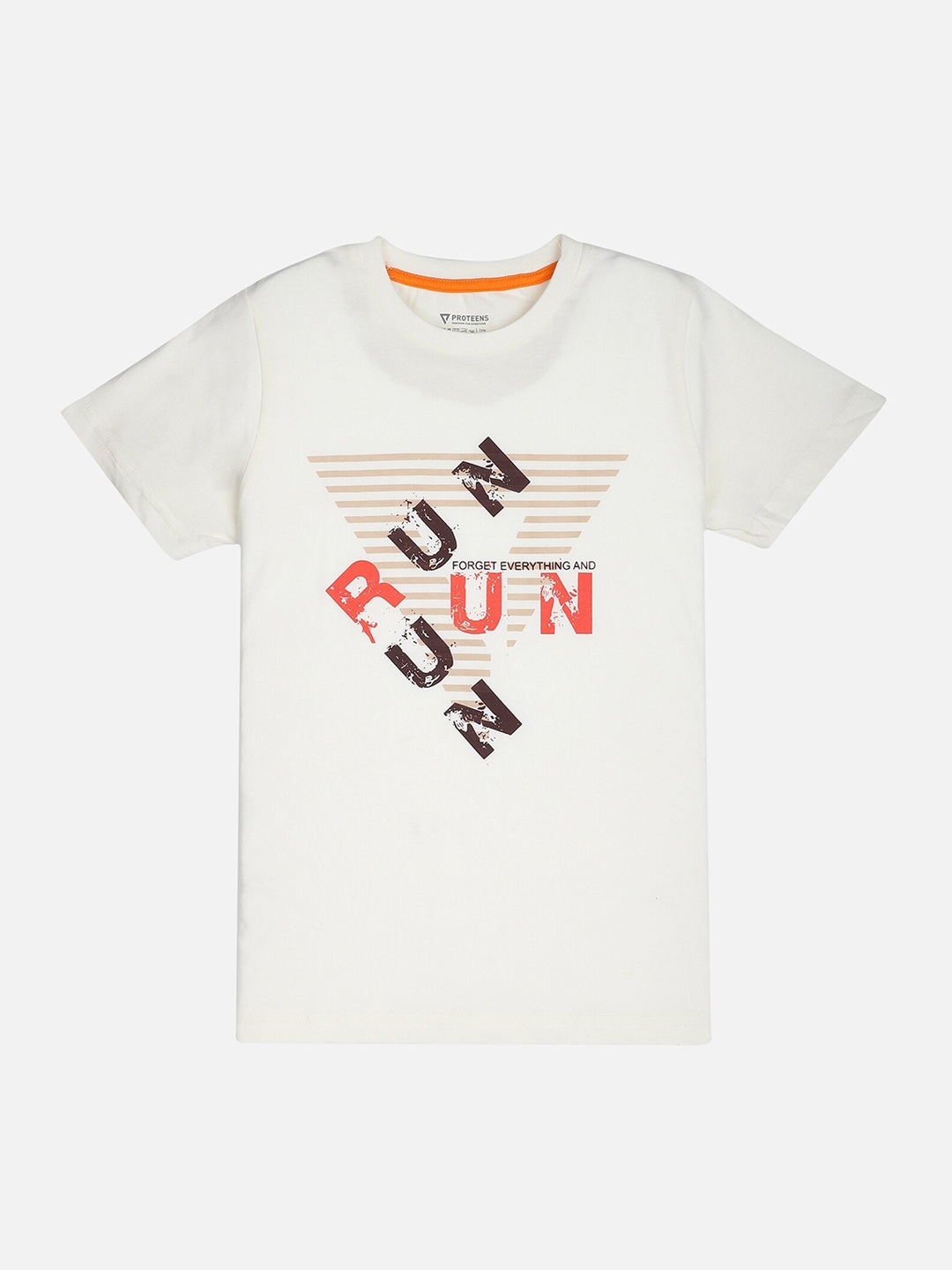 

PROTEENS Boys White Printed Round Neck T-shirt