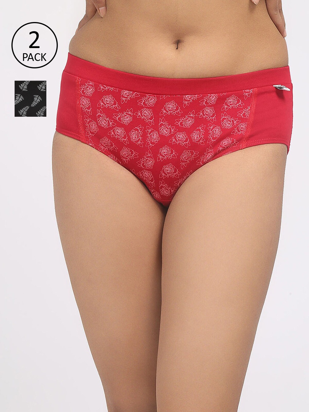 

Wear Equal Red & Black Pack Of 2 Printed Hipsters