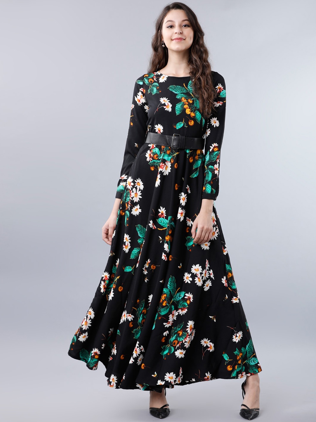 

Tokyo Talkies Women Black Printed Maxi Dress
