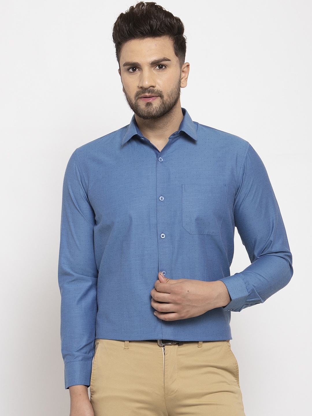 

JAINISH Men Blue Smart Regular Fit Solid Formal Shirt
