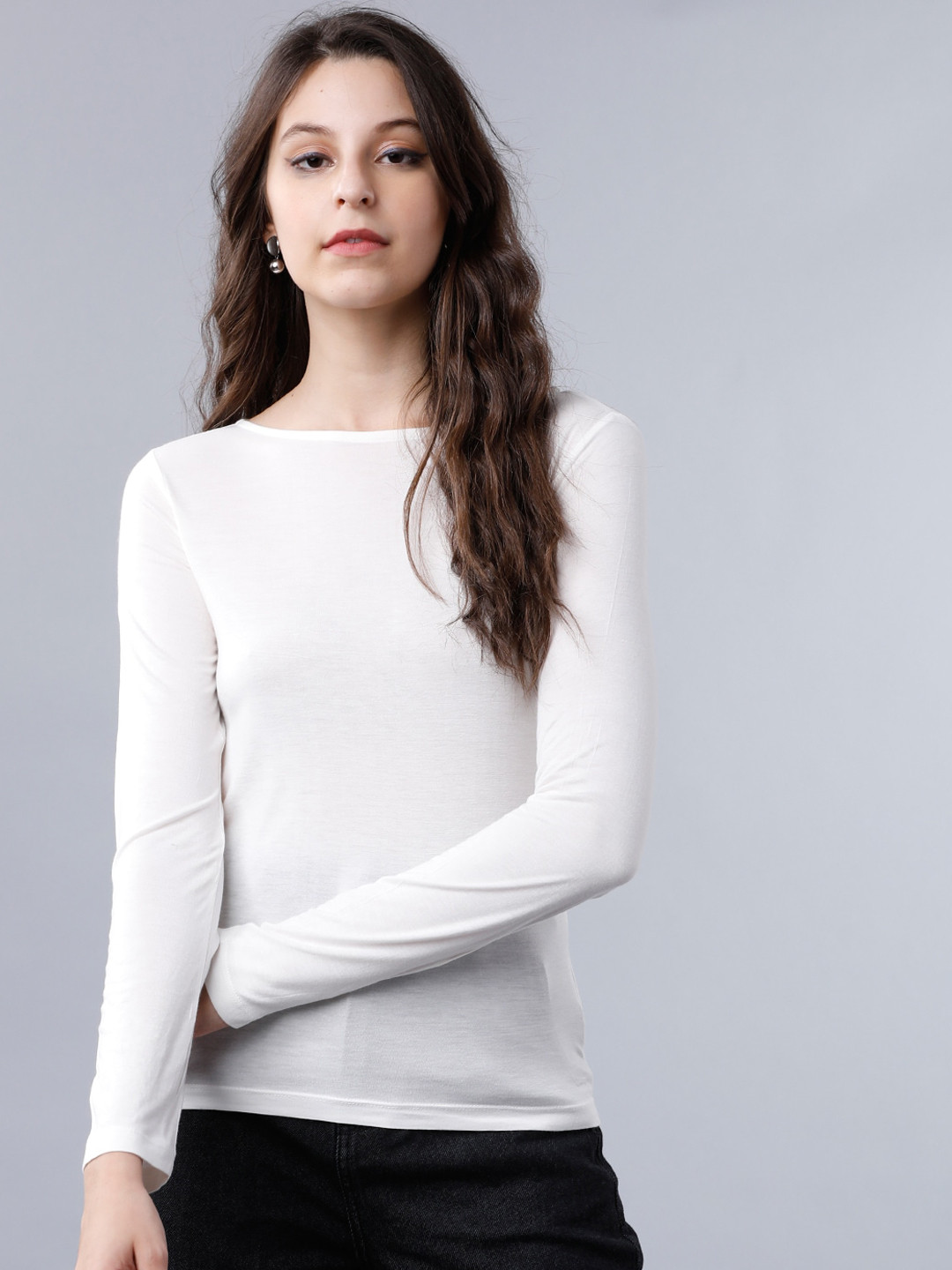

Tokyo Talkies Women White Solid Fitted Top