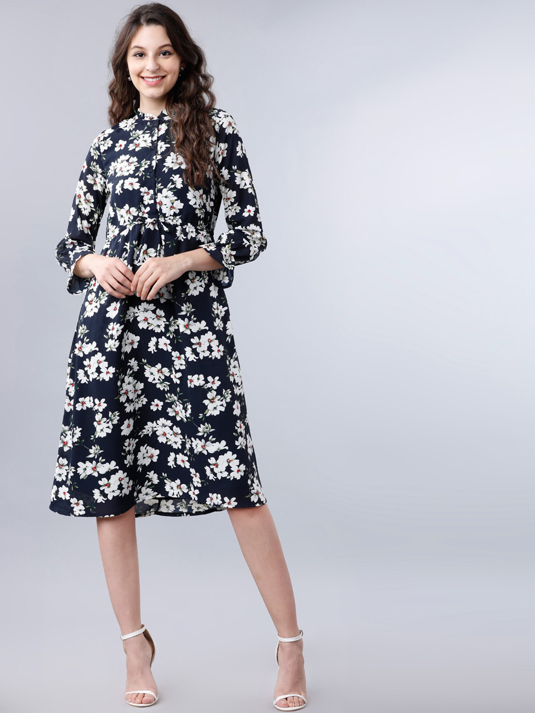 

Tokyo Talkies Women Blue Printed A-Line Dress