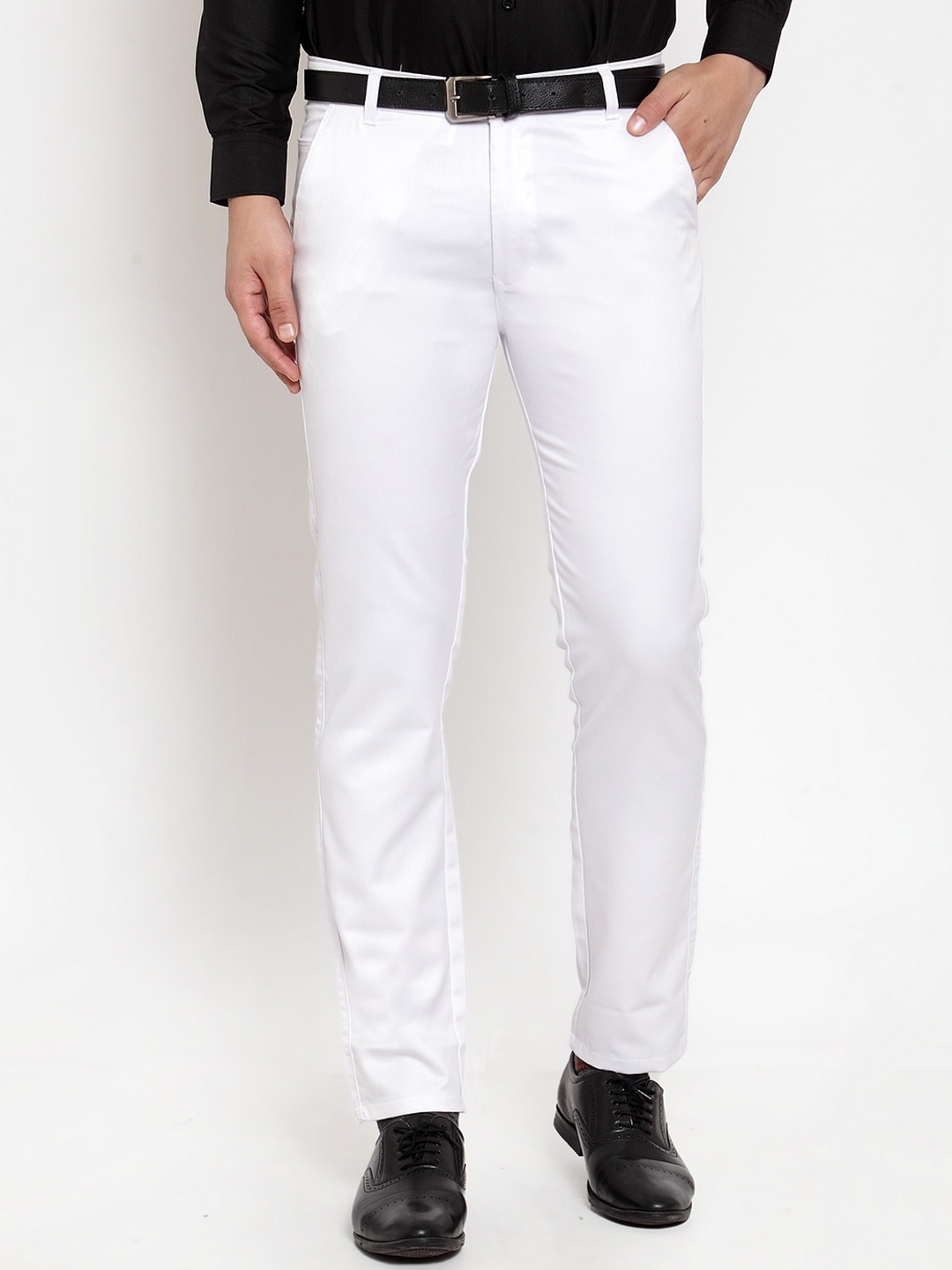 

JAINISH Men White Smart Slim Fit Solid Formal Trousers