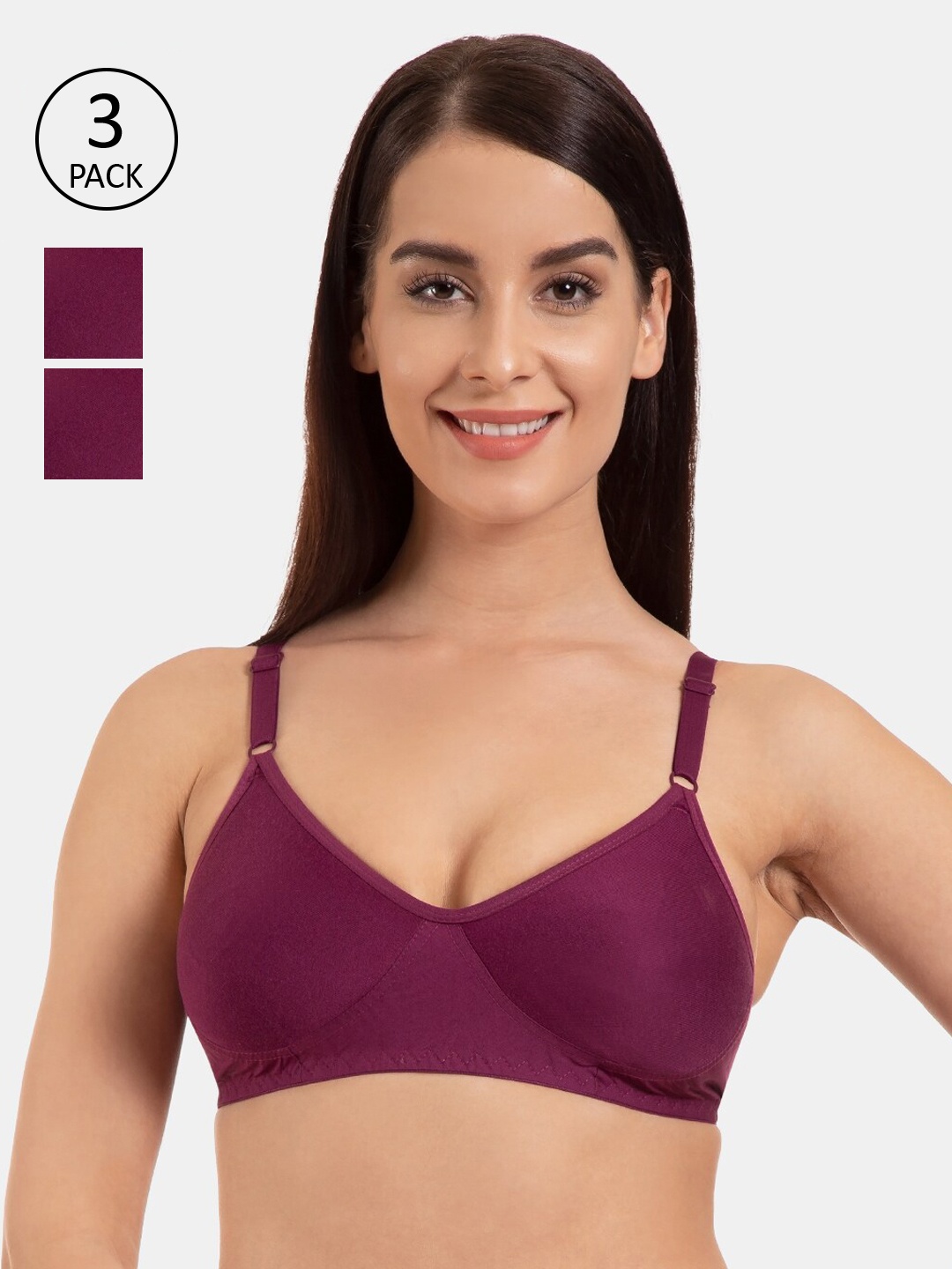

Tweens Purple Pack of 3 Solid Non-Wired Non Padded Everyday Bra