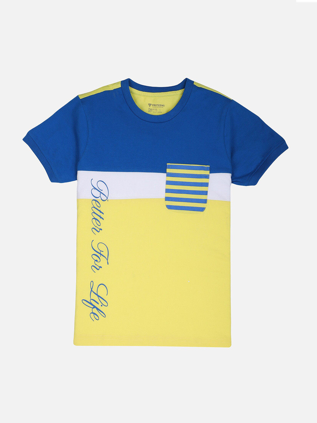 

PROTEENS Boys Yellow Colourblocked Round Neck T-shirt