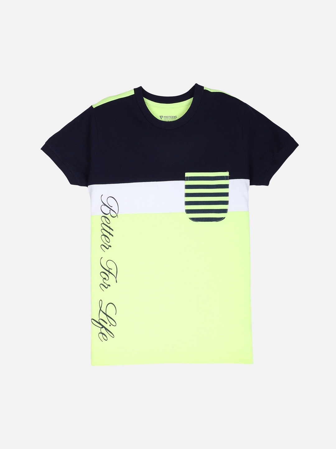 

PROTEENS Boys Green Solid Round Neck T-shirt