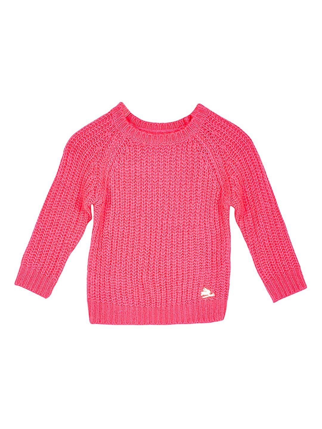 

Cherry Crumble Girls Pink Ribbed Pullover Sweater