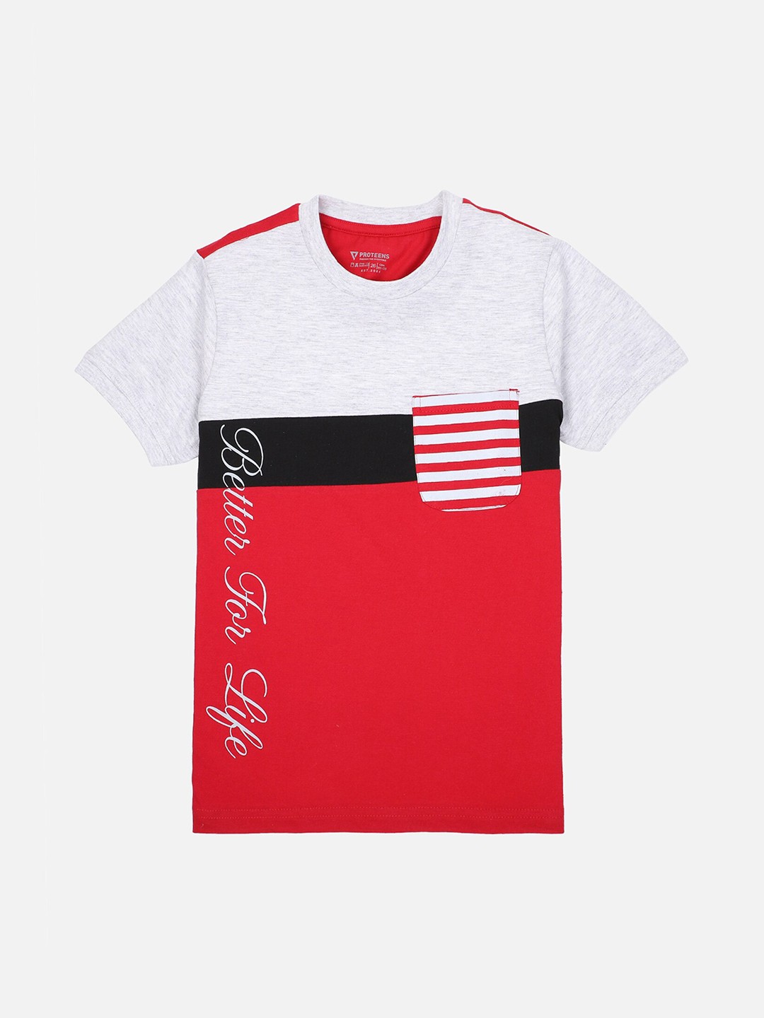 

PROTEENS Boys Red Colourblocked Round Neck T-shirt