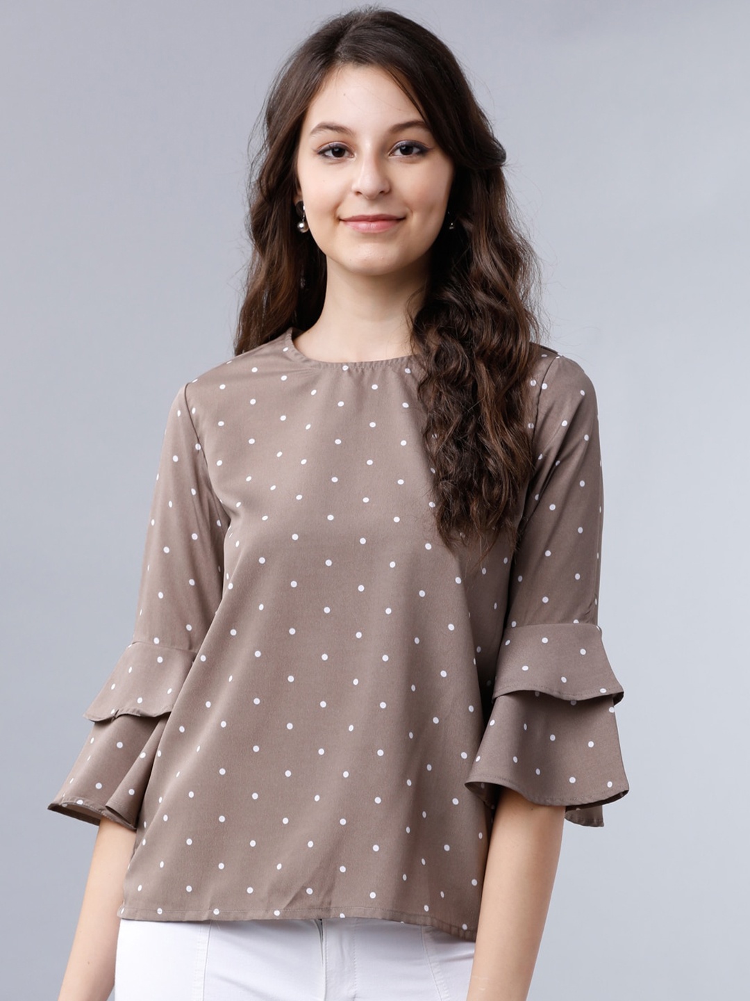 

Tokyo Talkies Women Taupe Printed Top