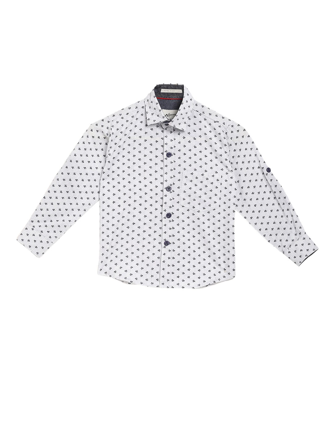 

Aj DEZInES Boys White & Grey Regular Fit Printed Casual Shirt