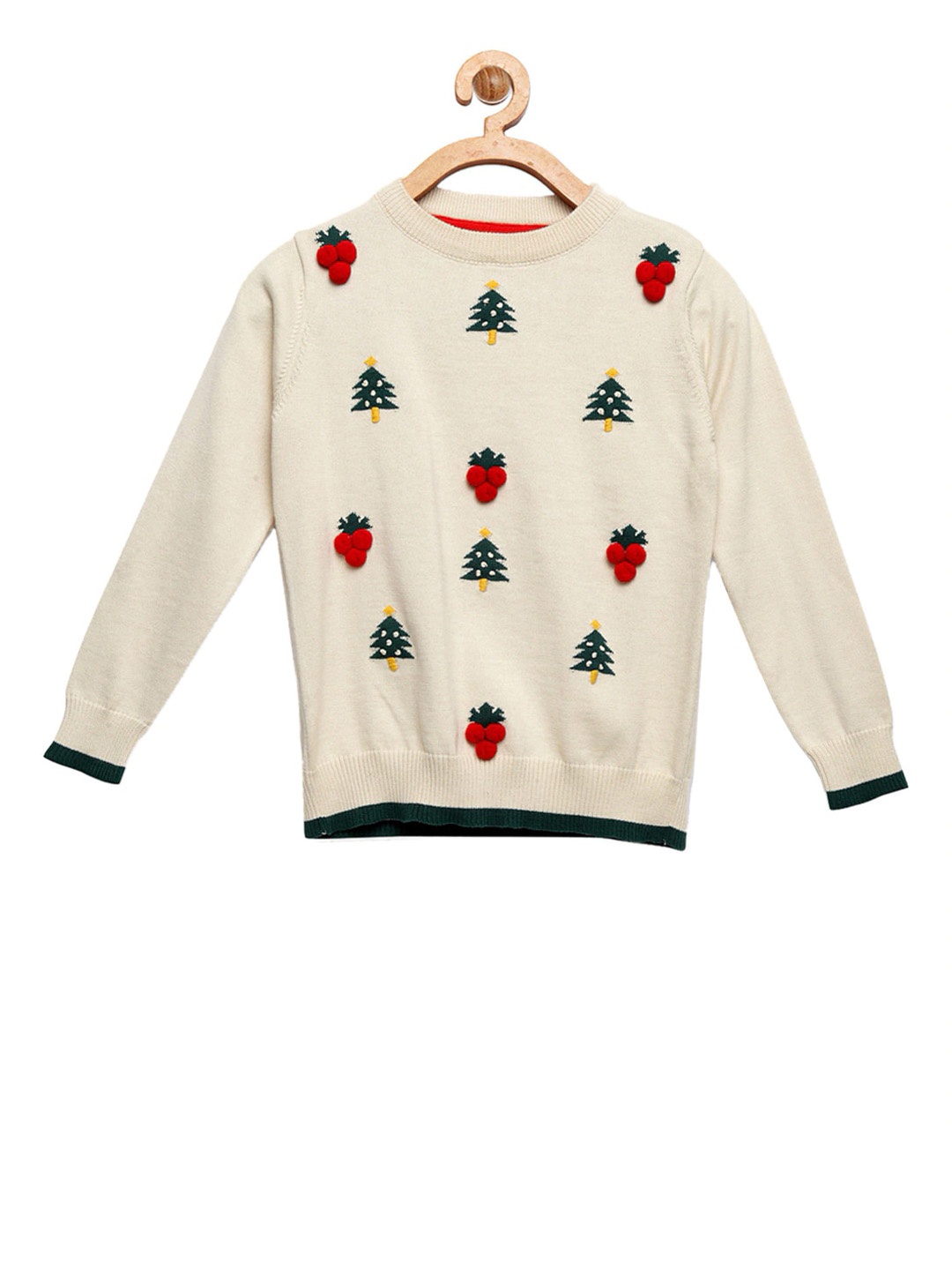 

Cherry Crumble Kids Cream-Coloured Printed Pullover Sweater