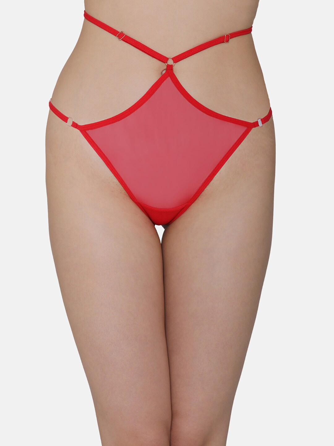 

Clovia Women Red Solid Powernet Stringy Waist Bikini Briefs PN3079P04L