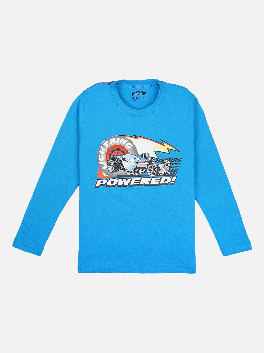 

PROTEENS Boys Blue Printed Round Neck T-shirt