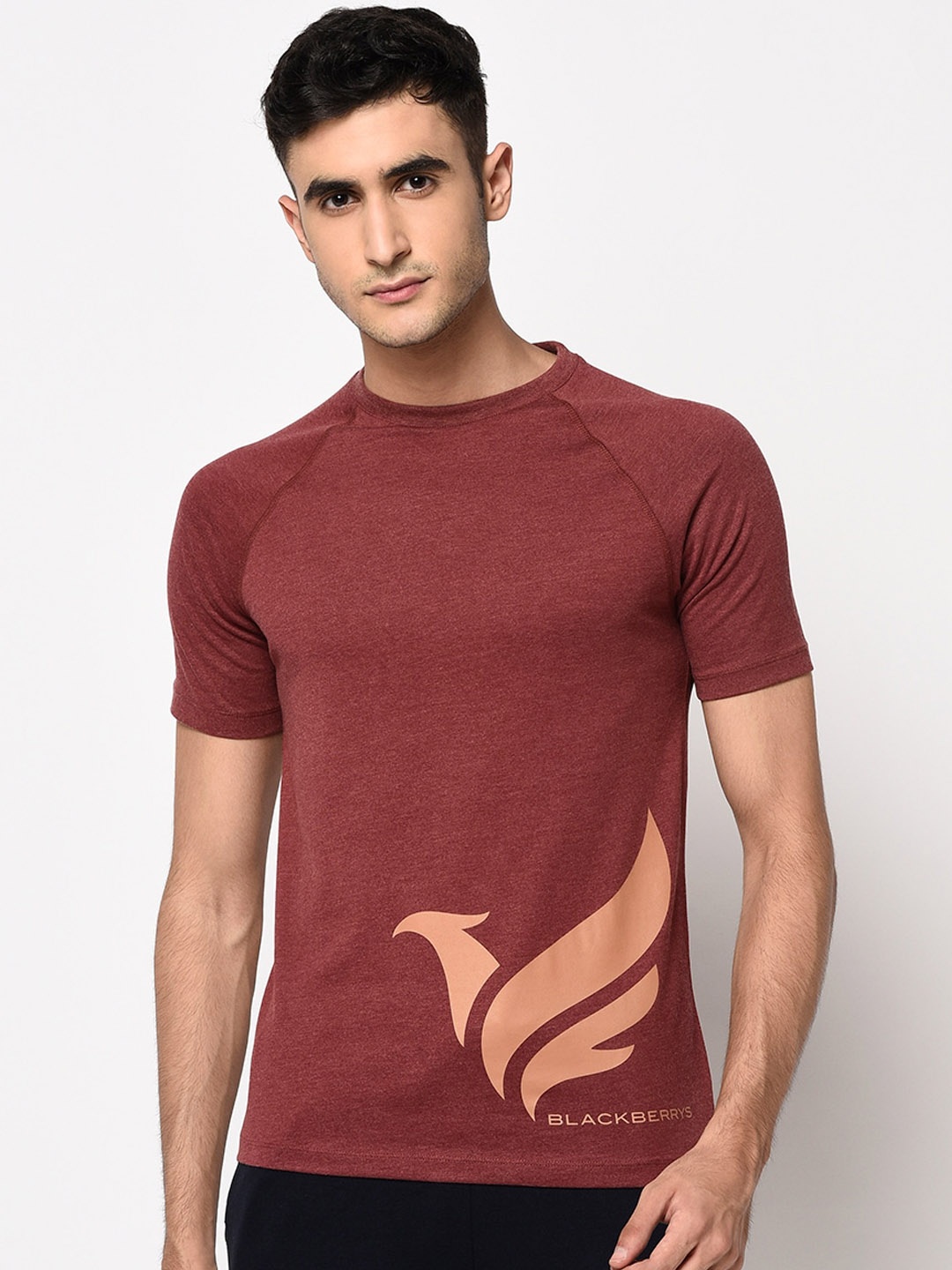

Blackberrys Men Red Printed Round Neck T-shirt