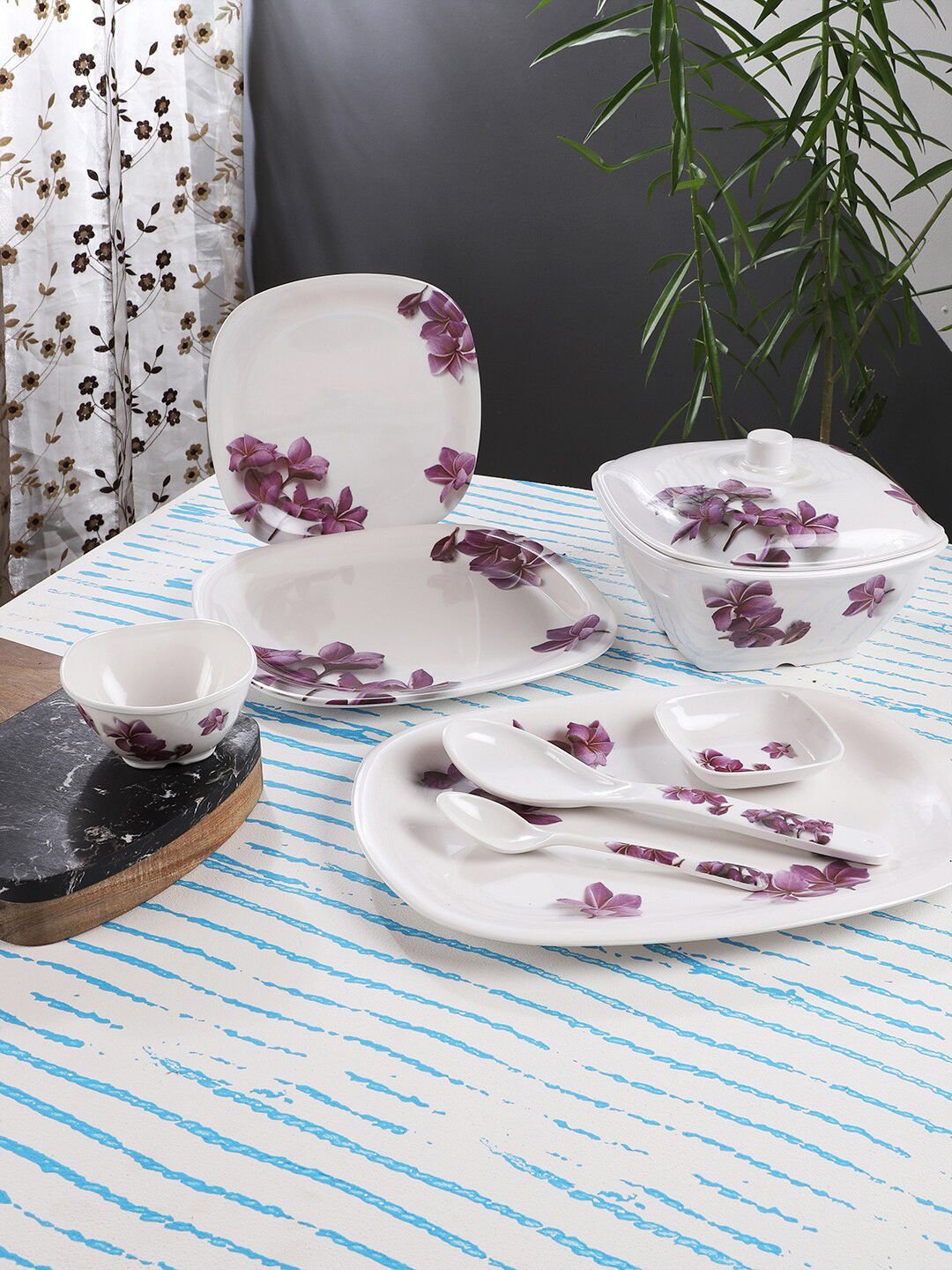 

CDI White & Purple Melamine Dinner Set