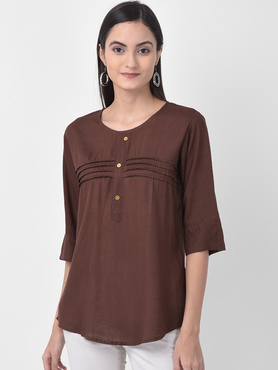 

aayusika Women Brown Solid Top