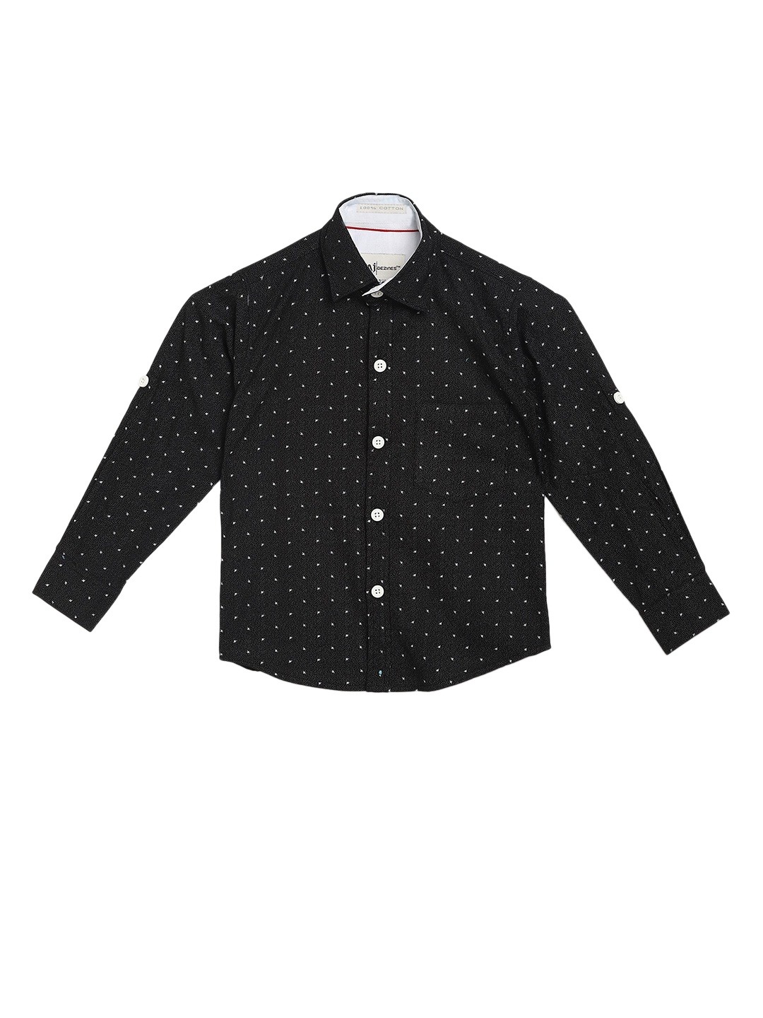 

Aj DEZInES Boys Black & White Regular Fit Printed Casual Shirt