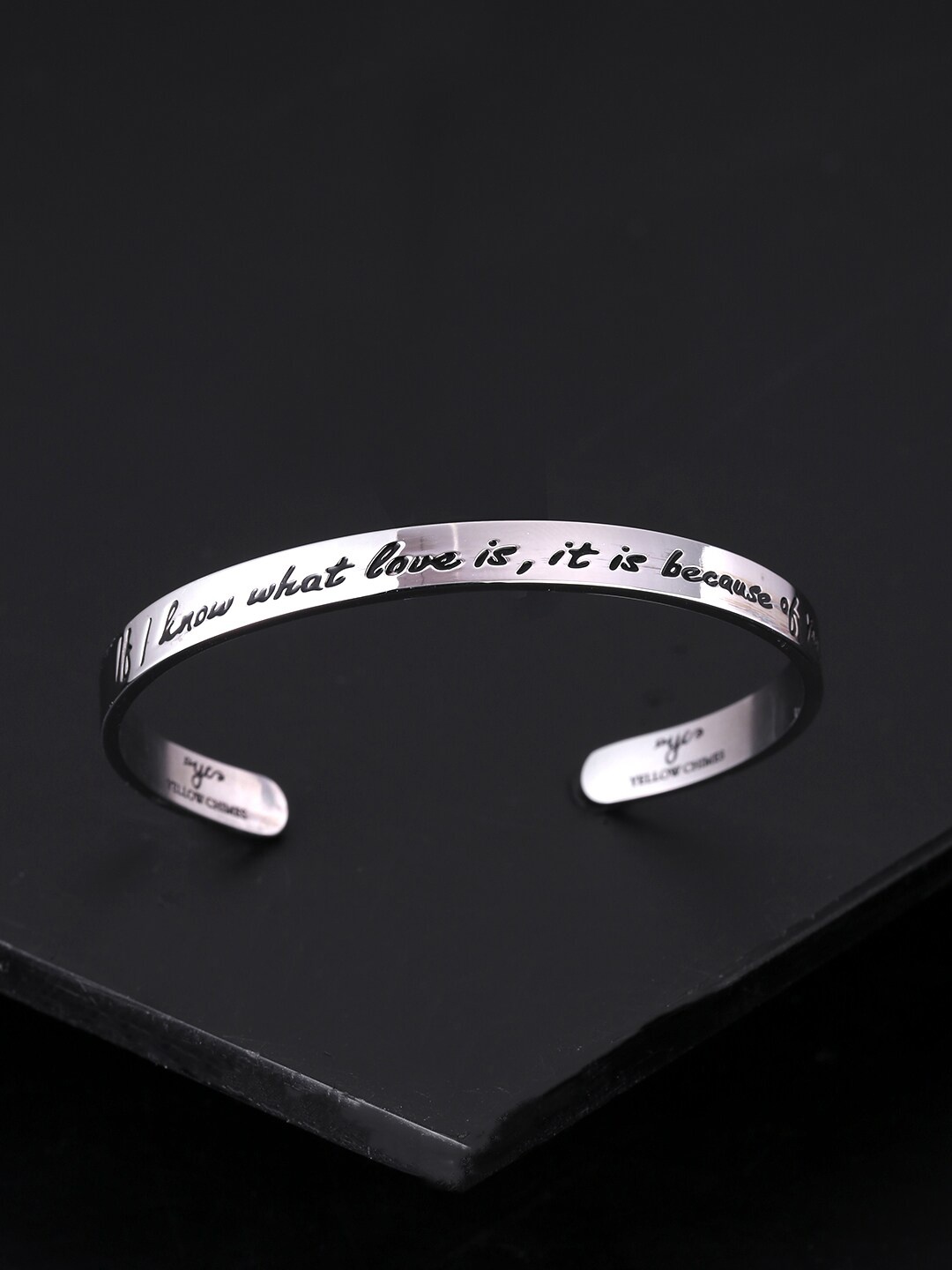 

Yellow Chimes Silver-Toned Rhodium-Plated Cuff Bracelet